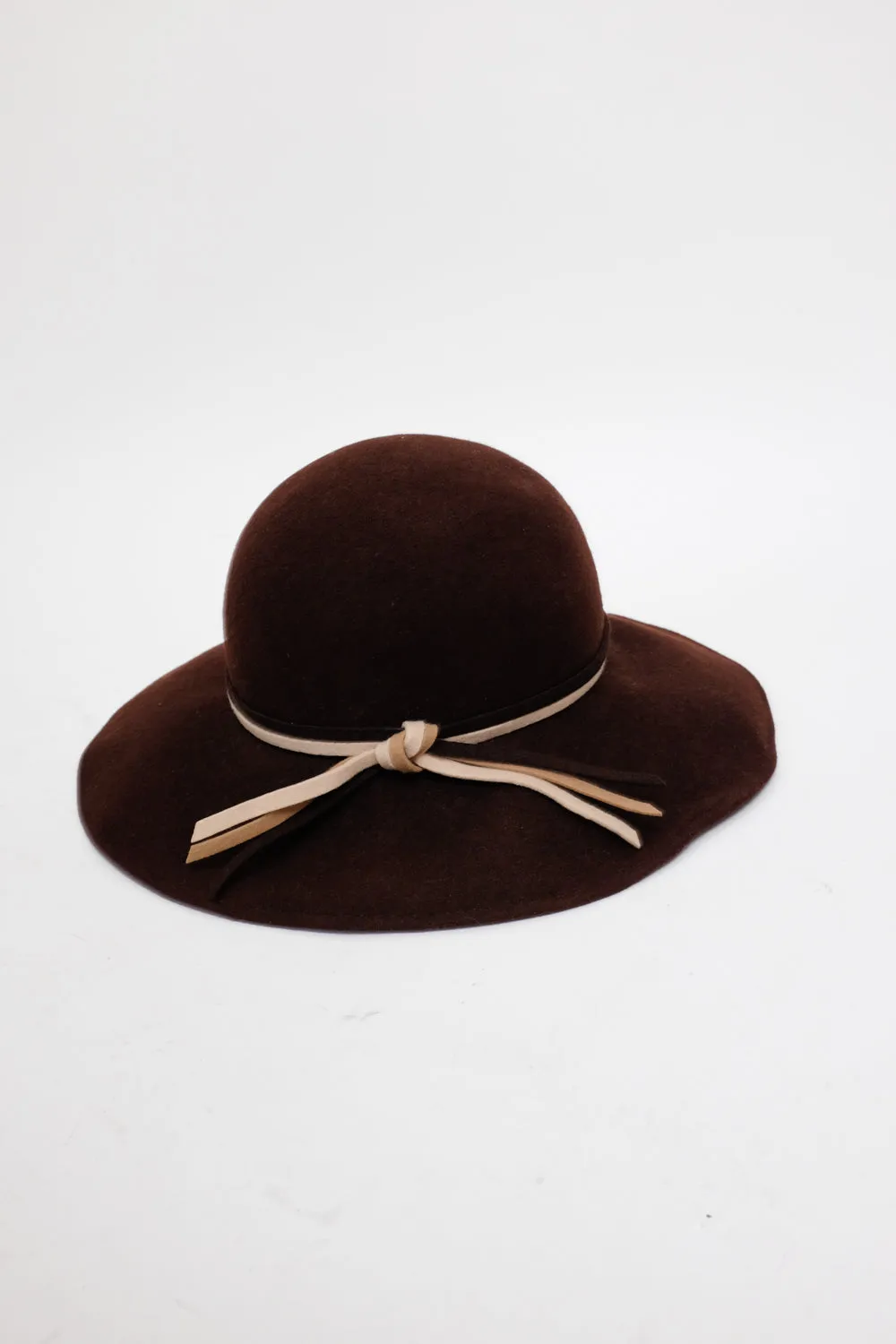 0063_PURE WOOL VINTAGE BROWN WIDE BRIM HAT