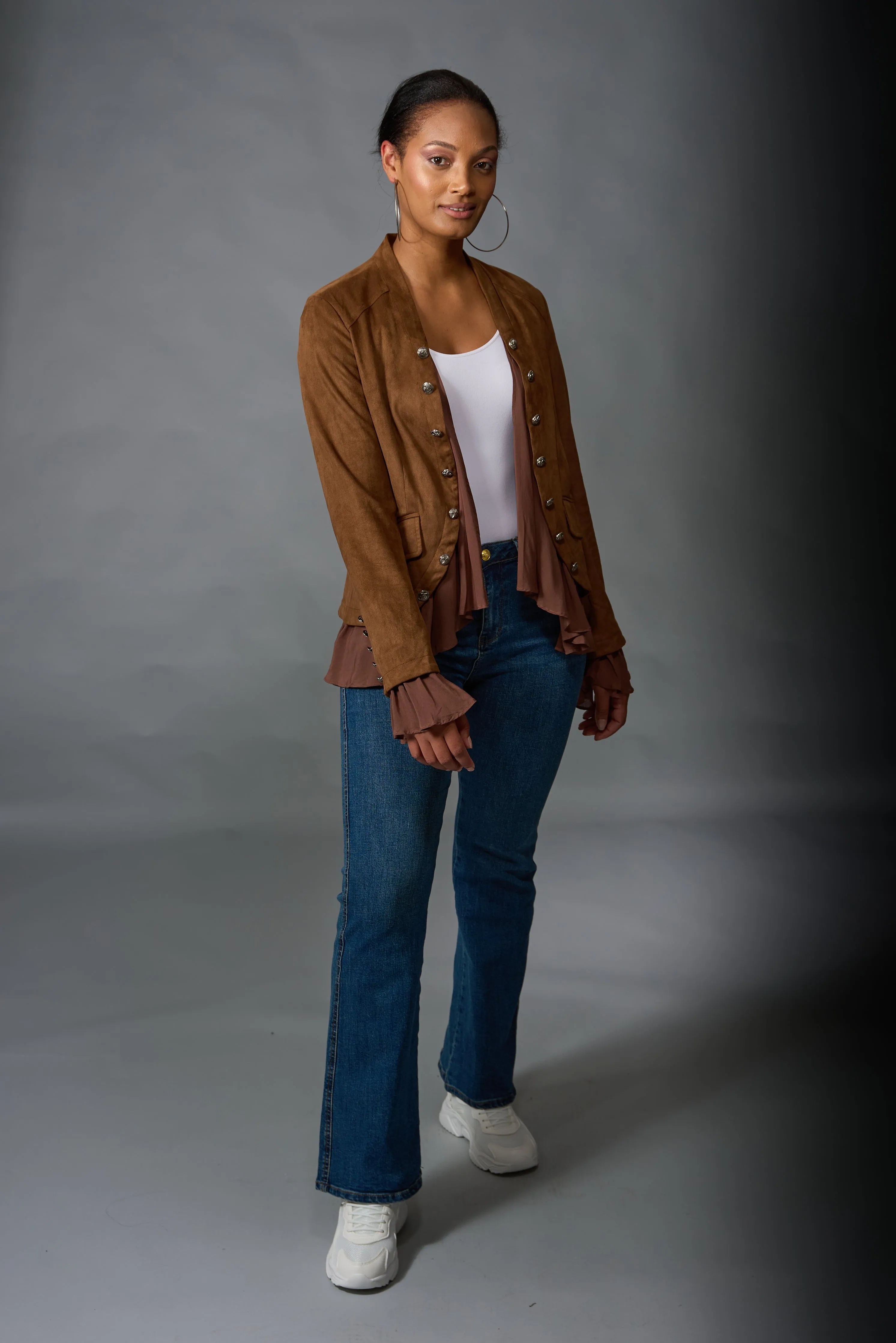 Adore, Faux Suede, Military Jacket in Camel