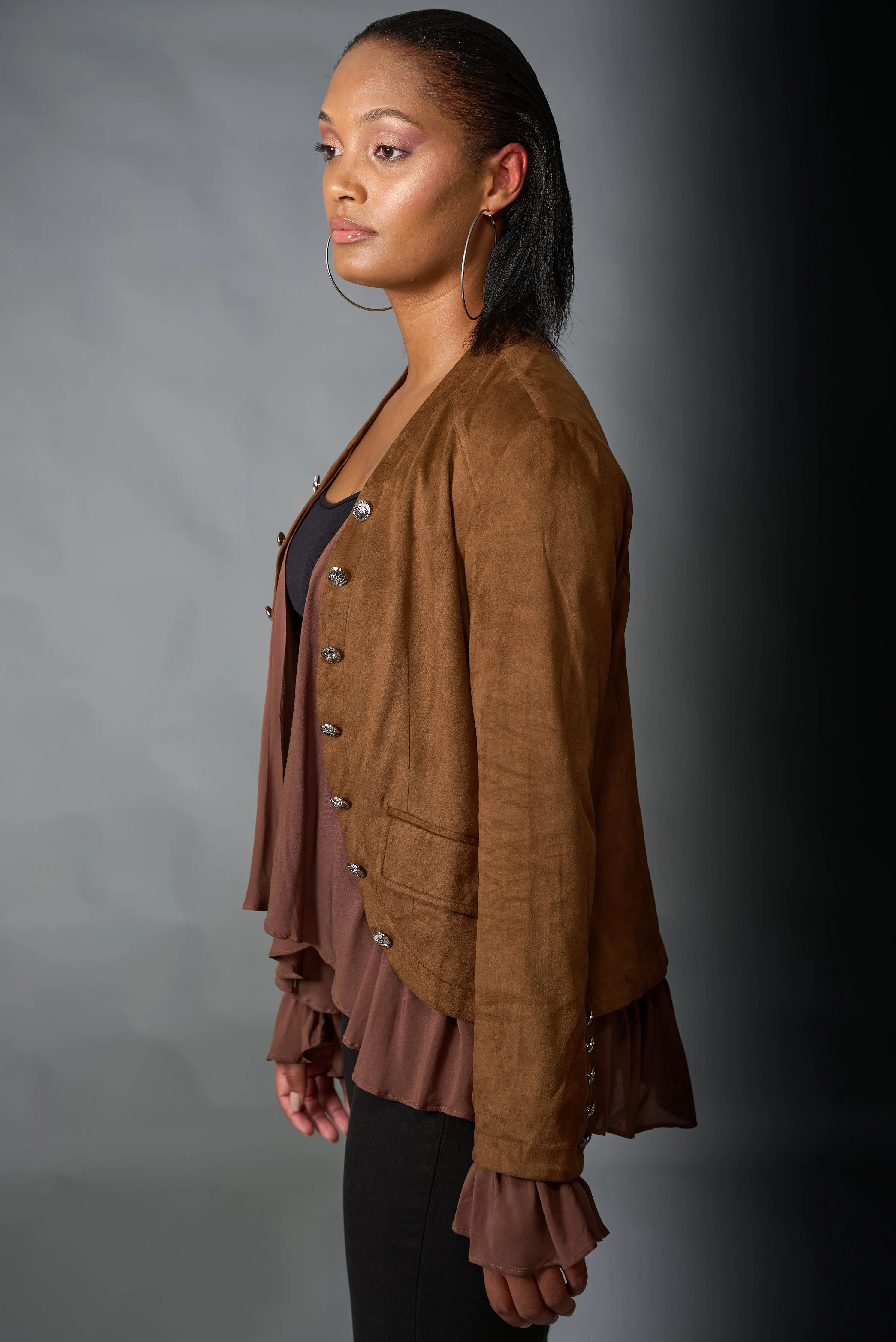 Adore, Faux Suede, Military Jacket in Camel