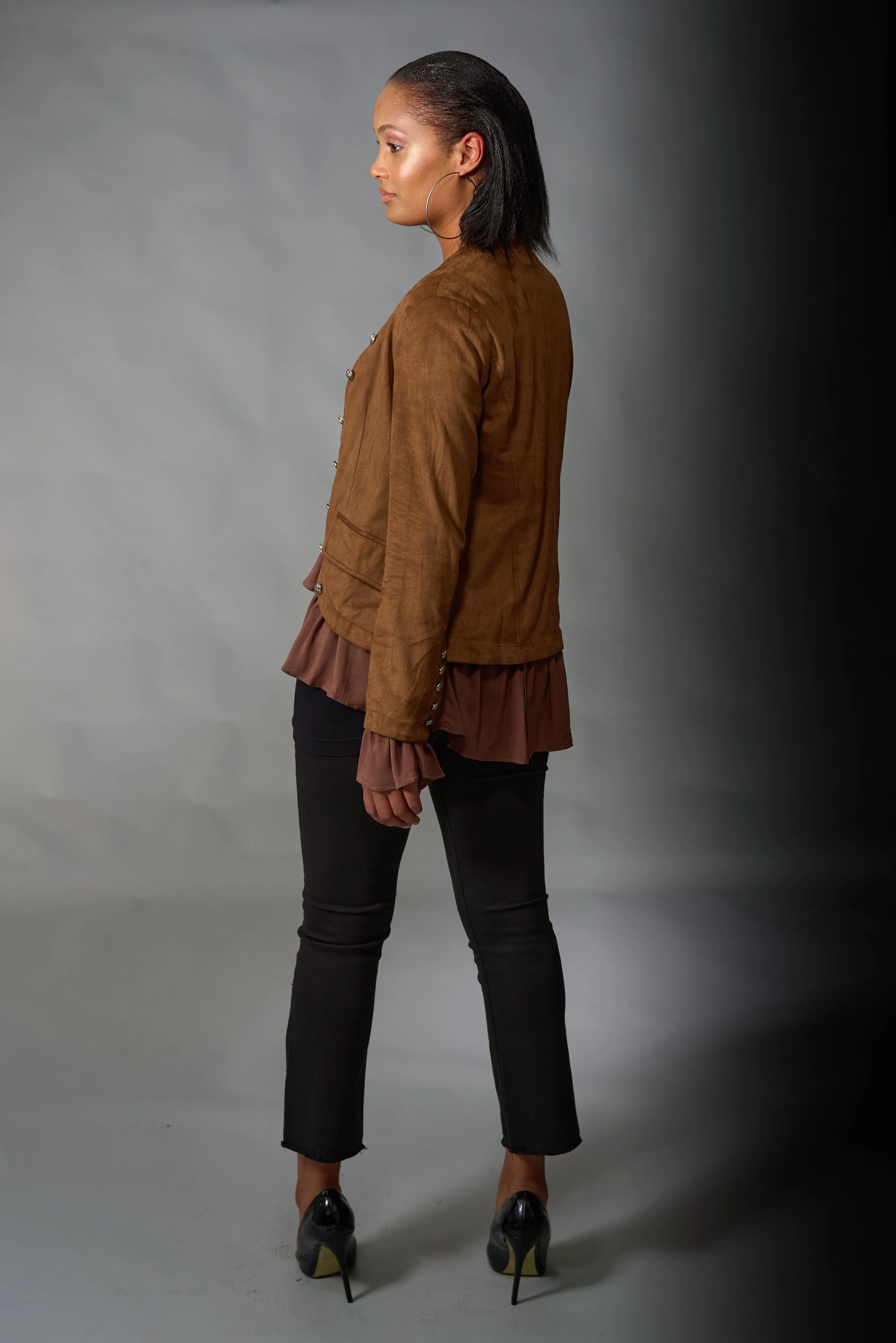 Adore, Faux Suede, Military Jacket in Camel