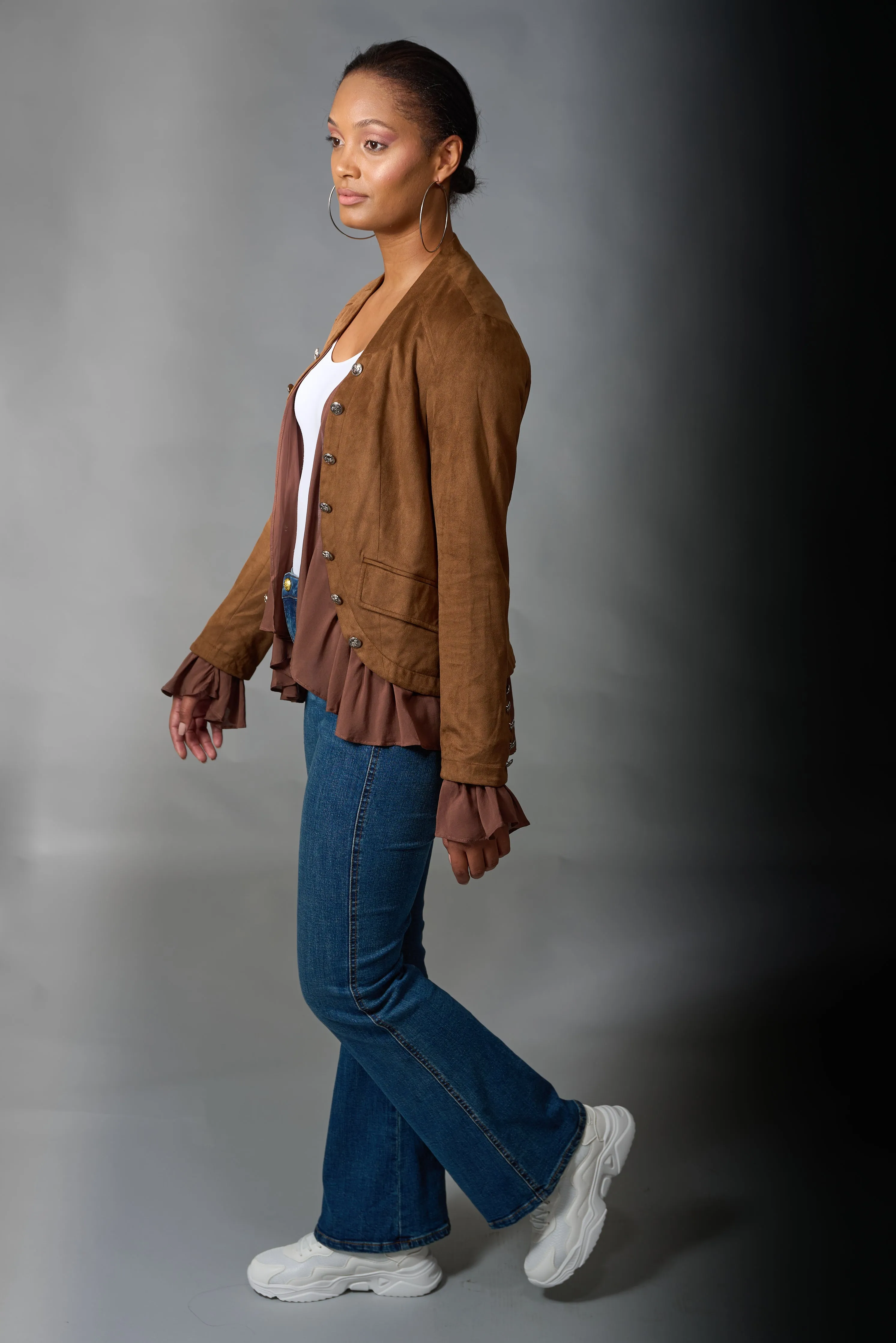 Adore, Faux Suede, Military Jacket in Camel
