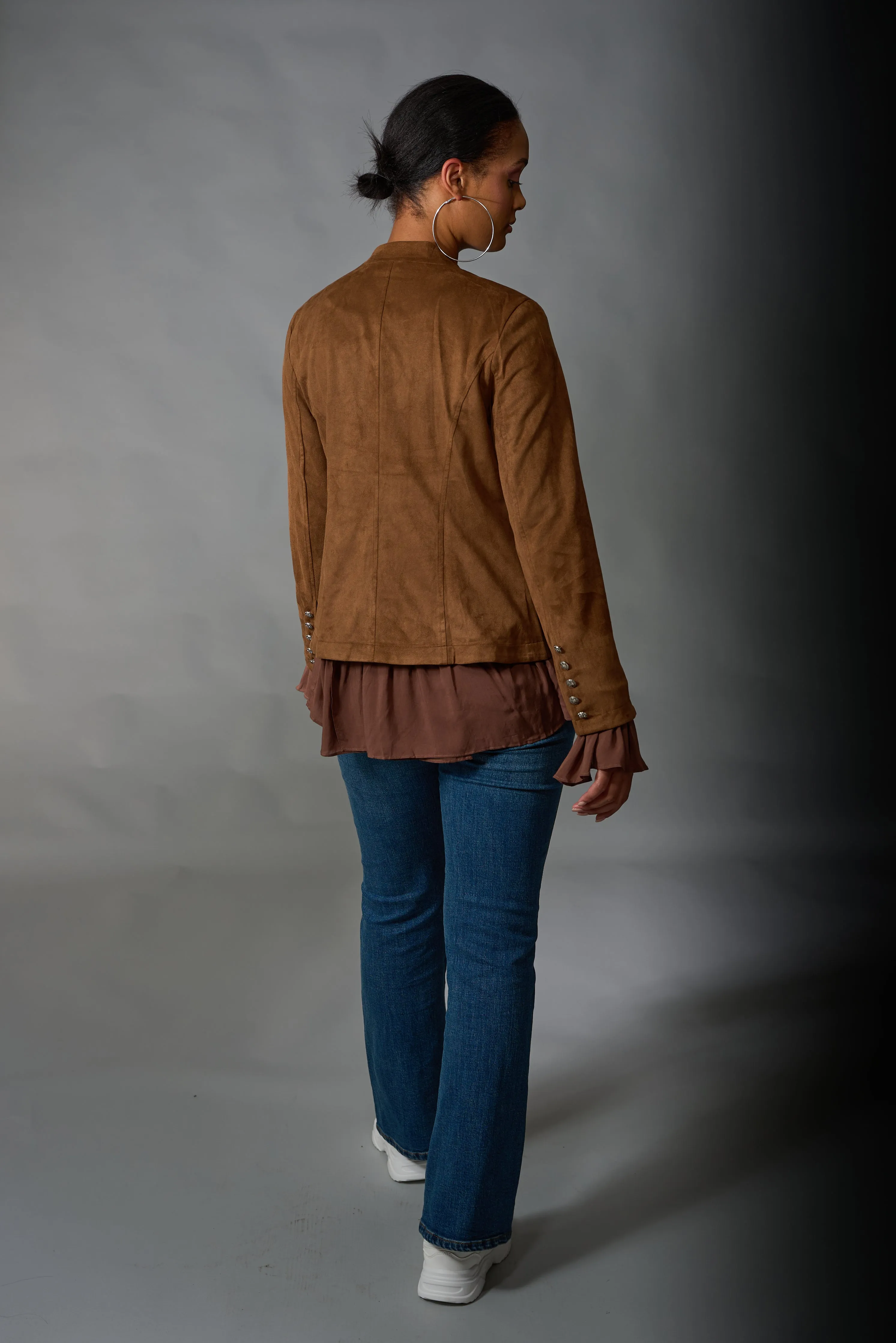 Adore, Faux Suede, Military Jacket in Camel
