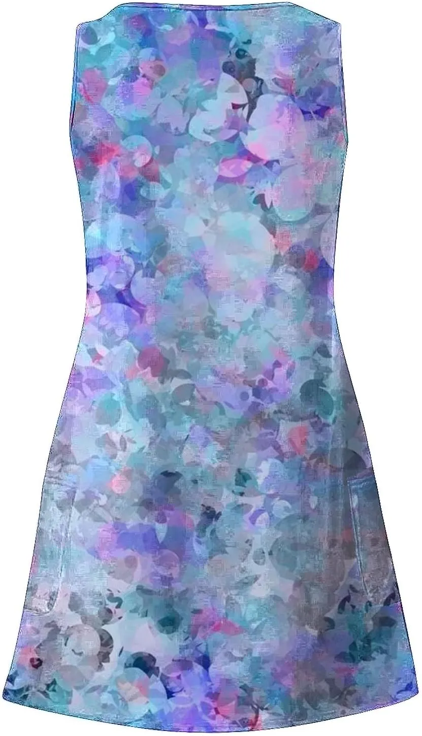 aihihe Summer Dresses for Women 2024 Boho Beach Sundress Loose Fit V Neck Sleeveless Midi Dress Flowy Dress with Pockets
