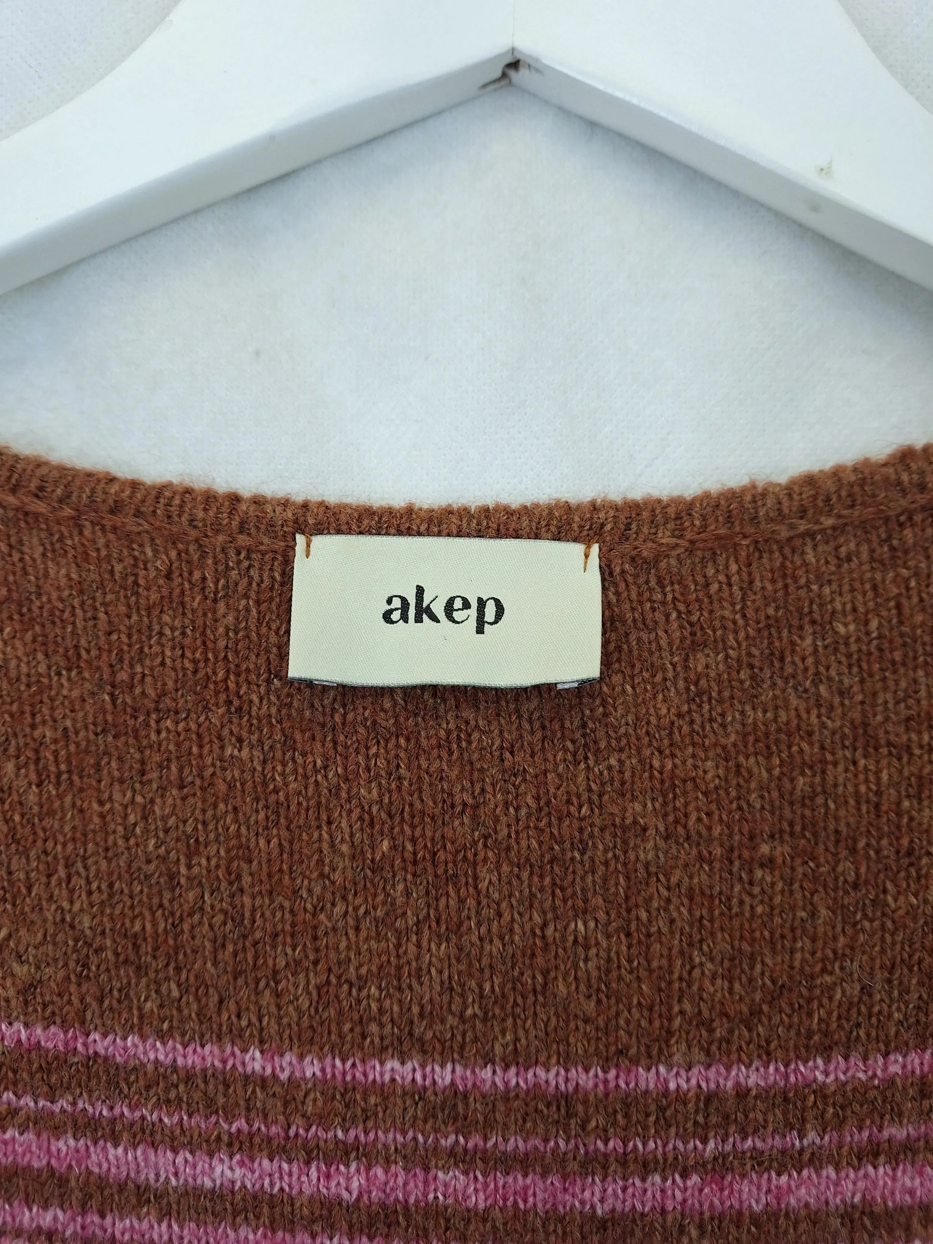 akep Striped Fringed Long Knit Cardigan Size 18