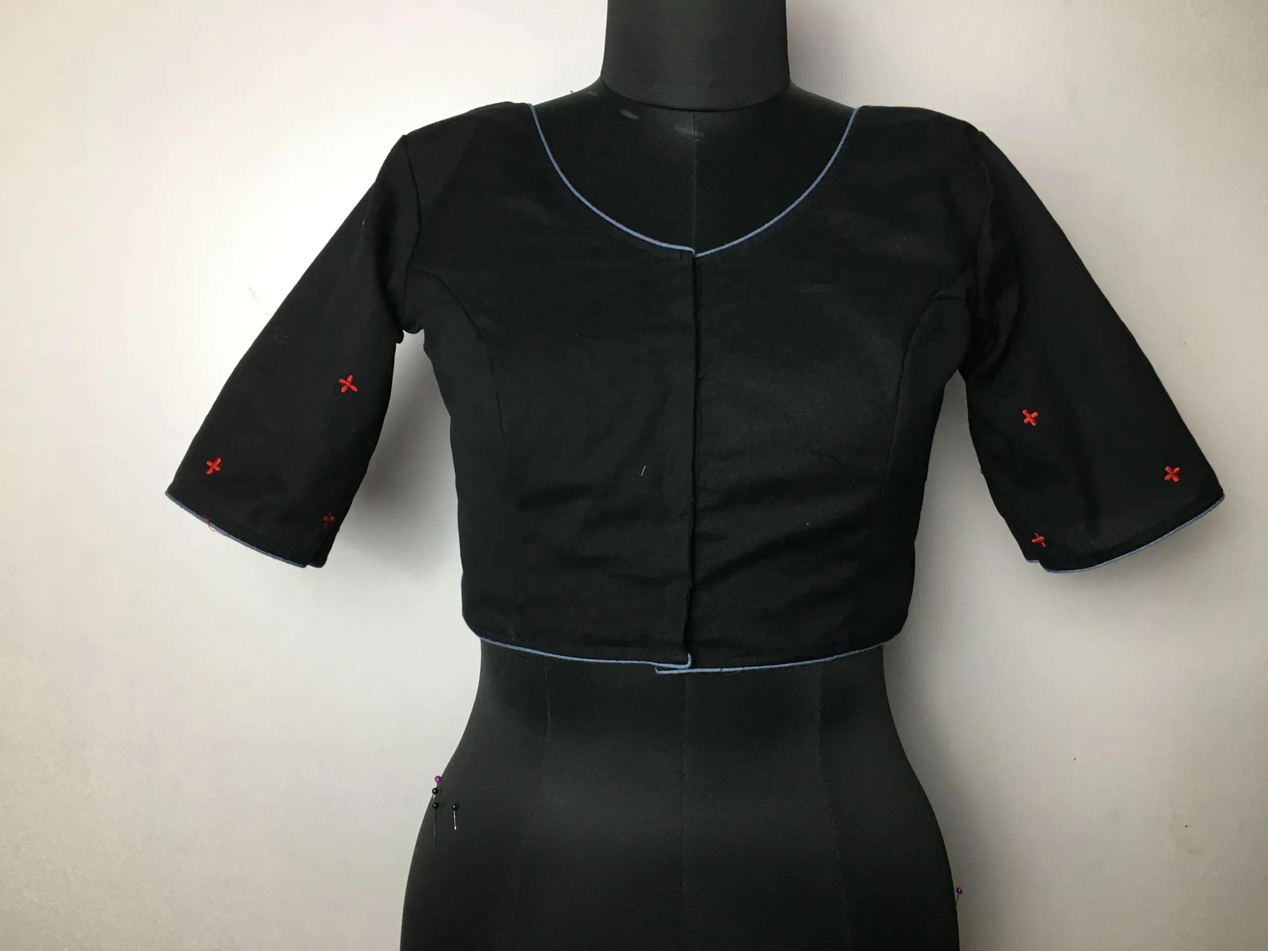 Black Embroidered Cotton Blouse