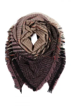 Brown Plaid Fringed Scarf