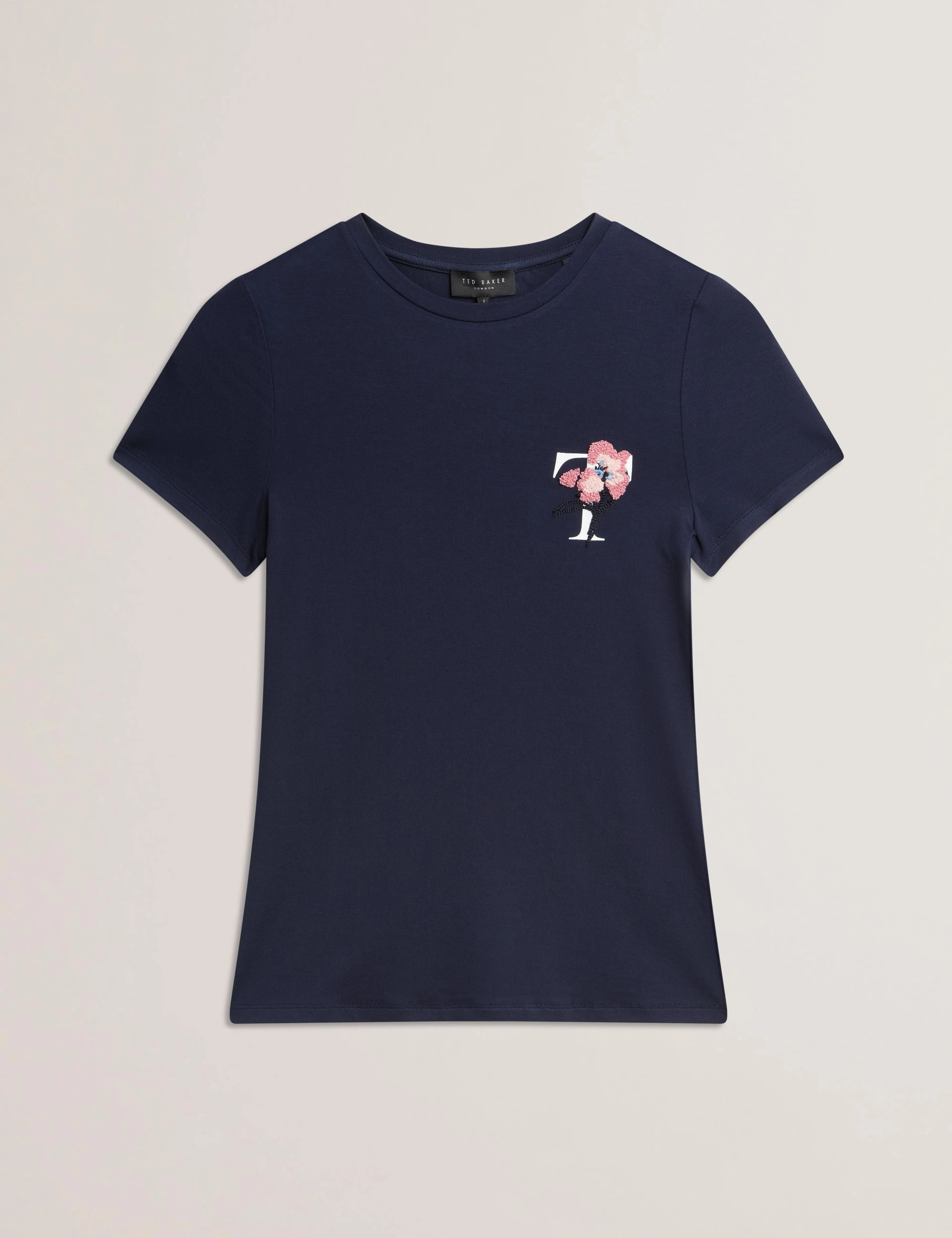Carnela Embroidered Logo Short Sleeve Tee Navy