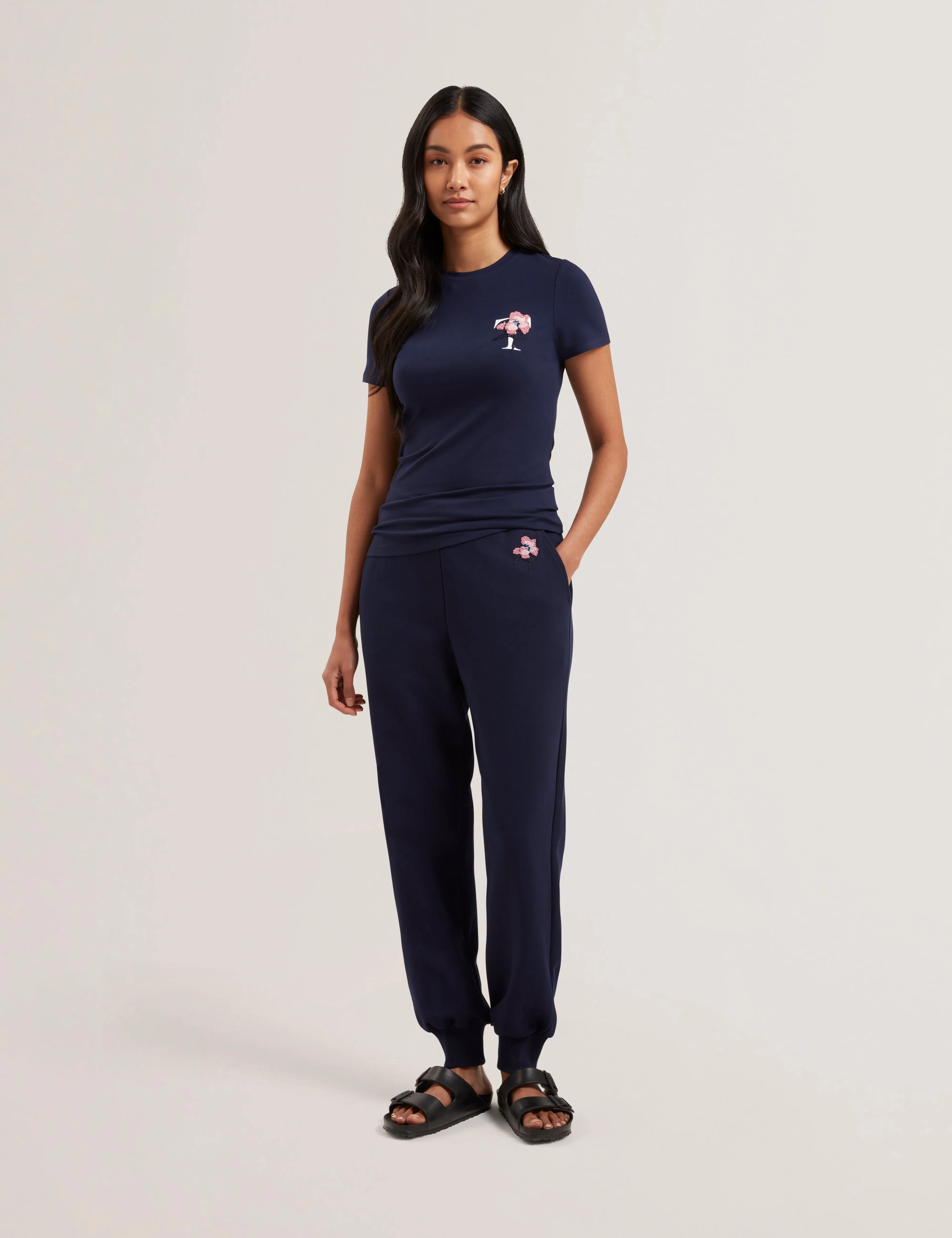 Carnela Embroidered Logo Short Sleeve Tee Navy