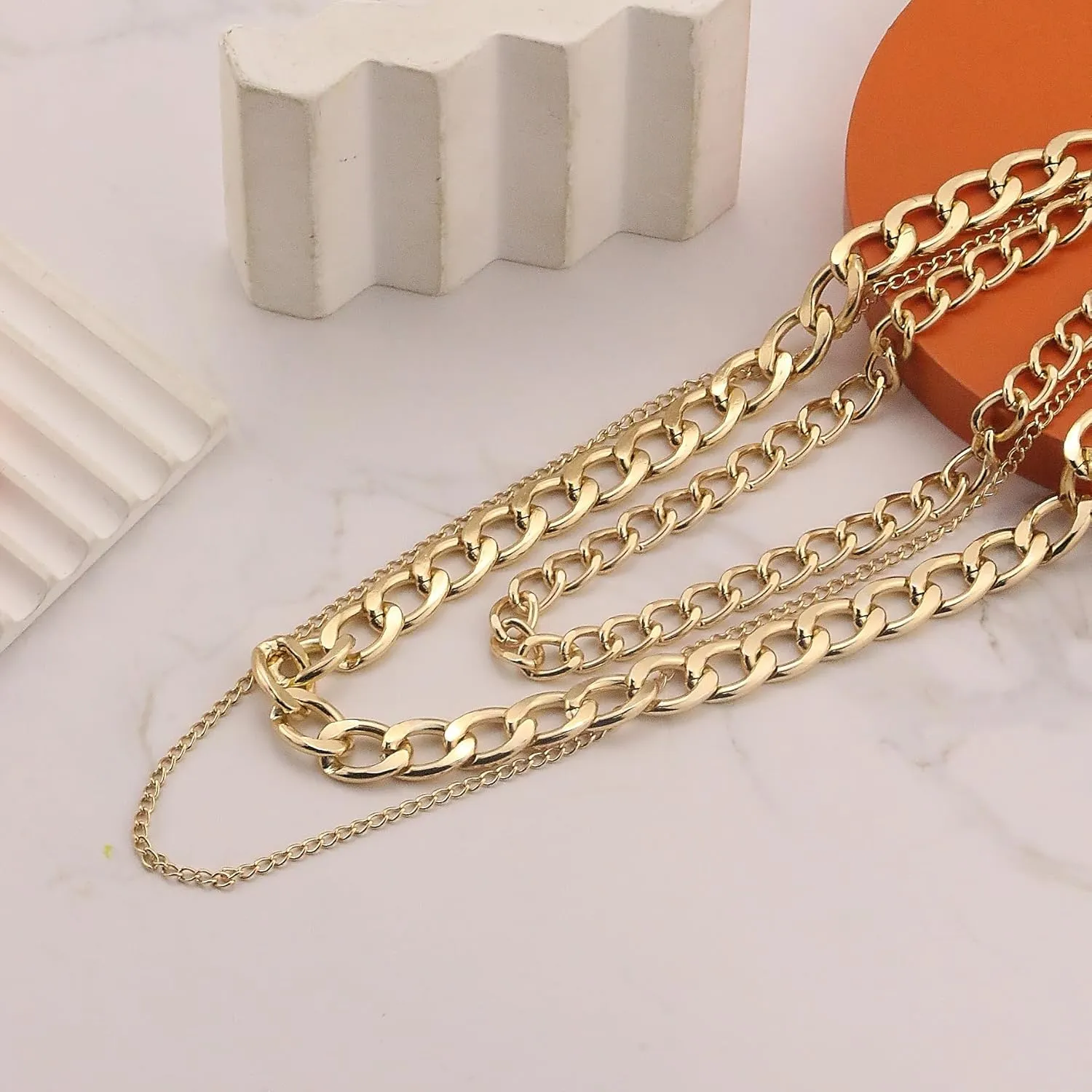 Chunky Gold Necklaces for Women Gold Layered Necklaces Punk 8090s Hip Hop Necklace Cuban Link Chain Necklaces Layered Choker Necklace Prom Jewelry Freaknik Outfit Accessories