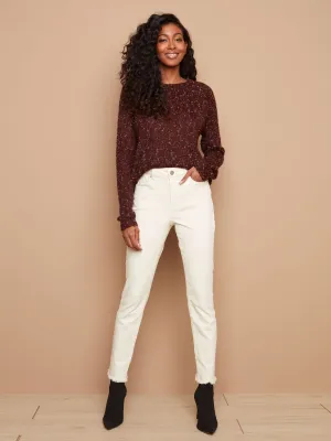 CROSSED FRINGE HEM JEANS