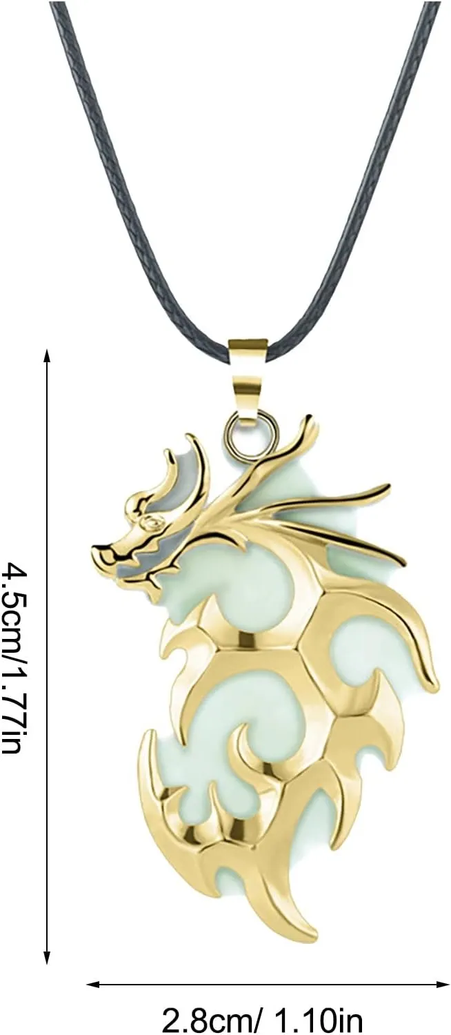 Fashion Luminous Dragon Pendant Necklace for Women Glow in The Dark Necklace (Gold,Green, One Size)