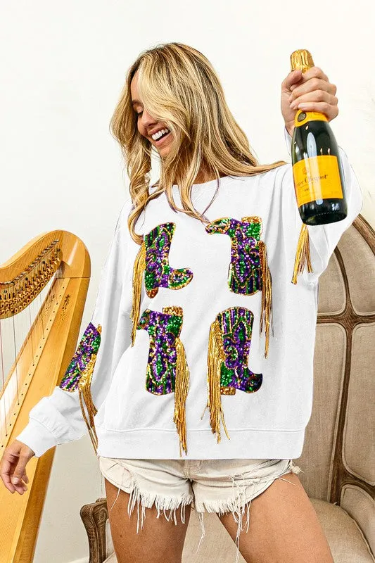 Fringed Boot Sequin Pullover