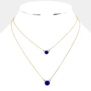 iLLASPARKZ Double Round Stone Pendant Layered Necklace
