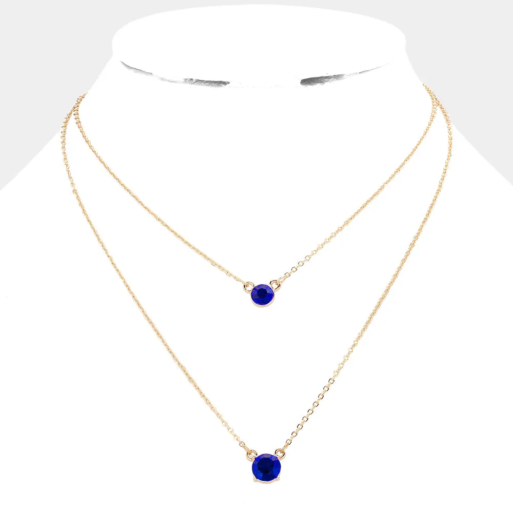 iLLASPARKZ Double Round Stone Pendant Layered Necklace