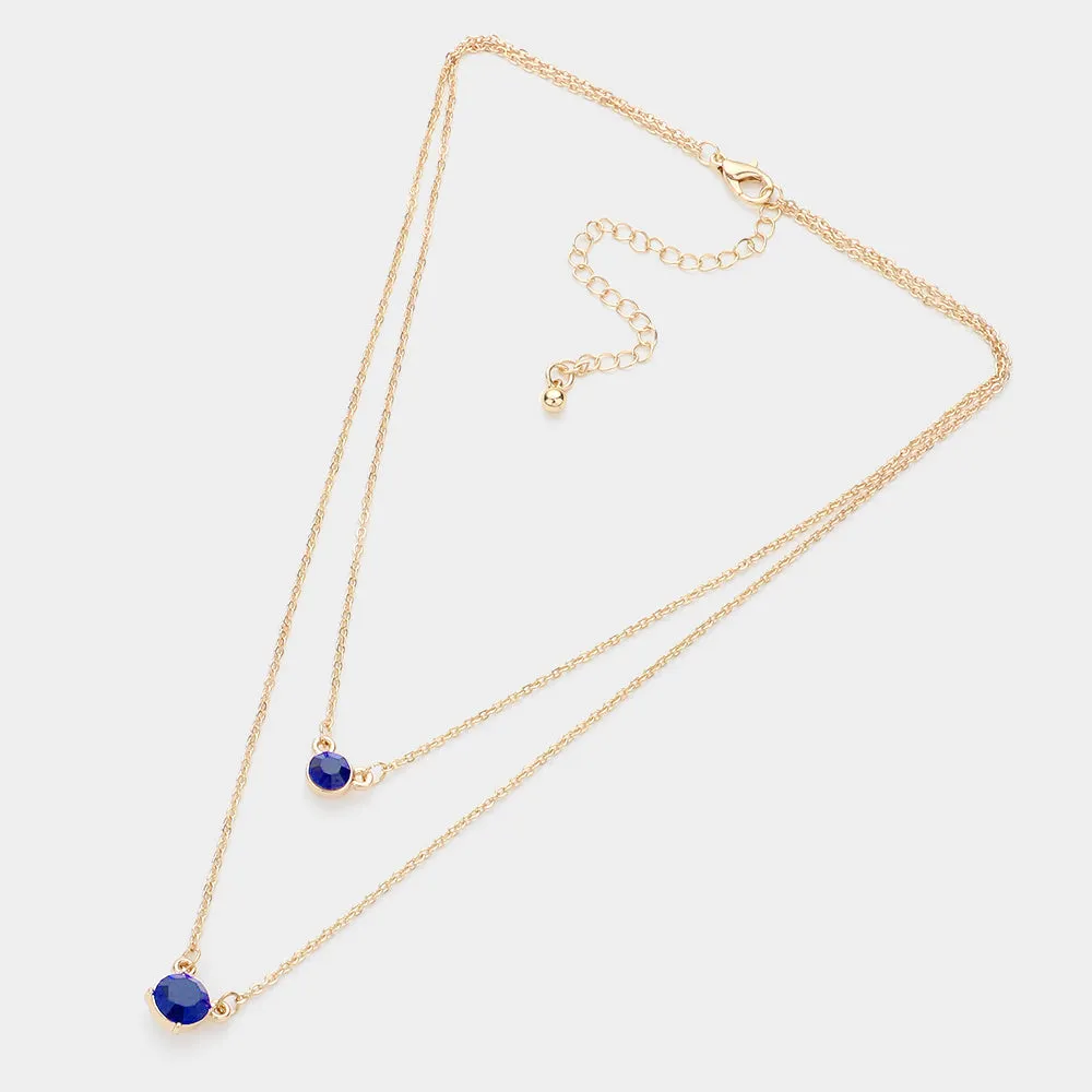 iLLASPARKZ Double Round Stone Pendant Layered Necklace