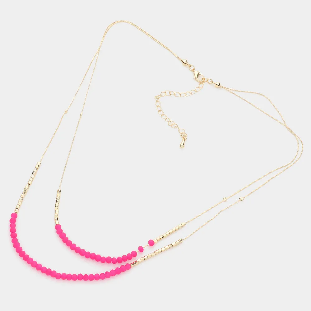 iLLASPARKZ Faceted Beaded Double Layered Bib Necklace