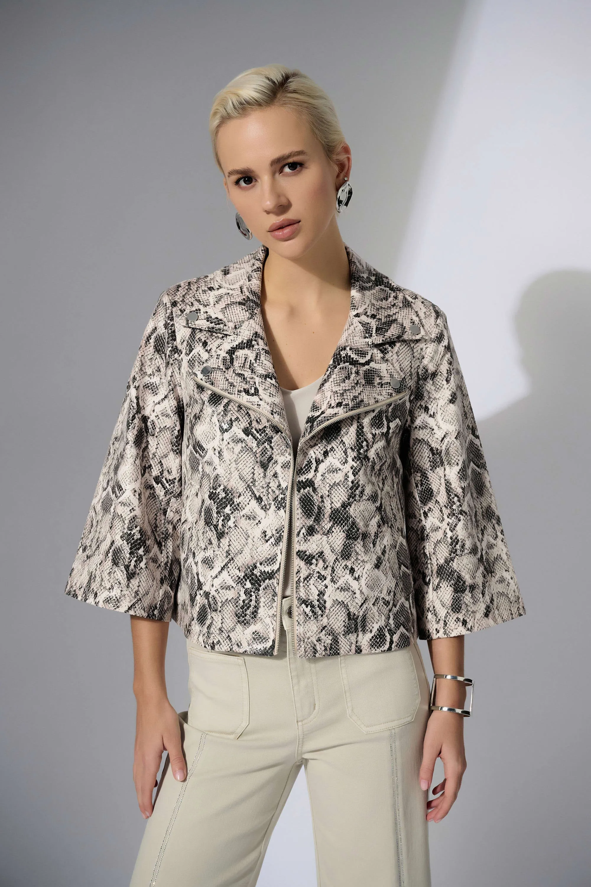 Joseph Ribkoff Silky Knit Python Print Swing Jacket