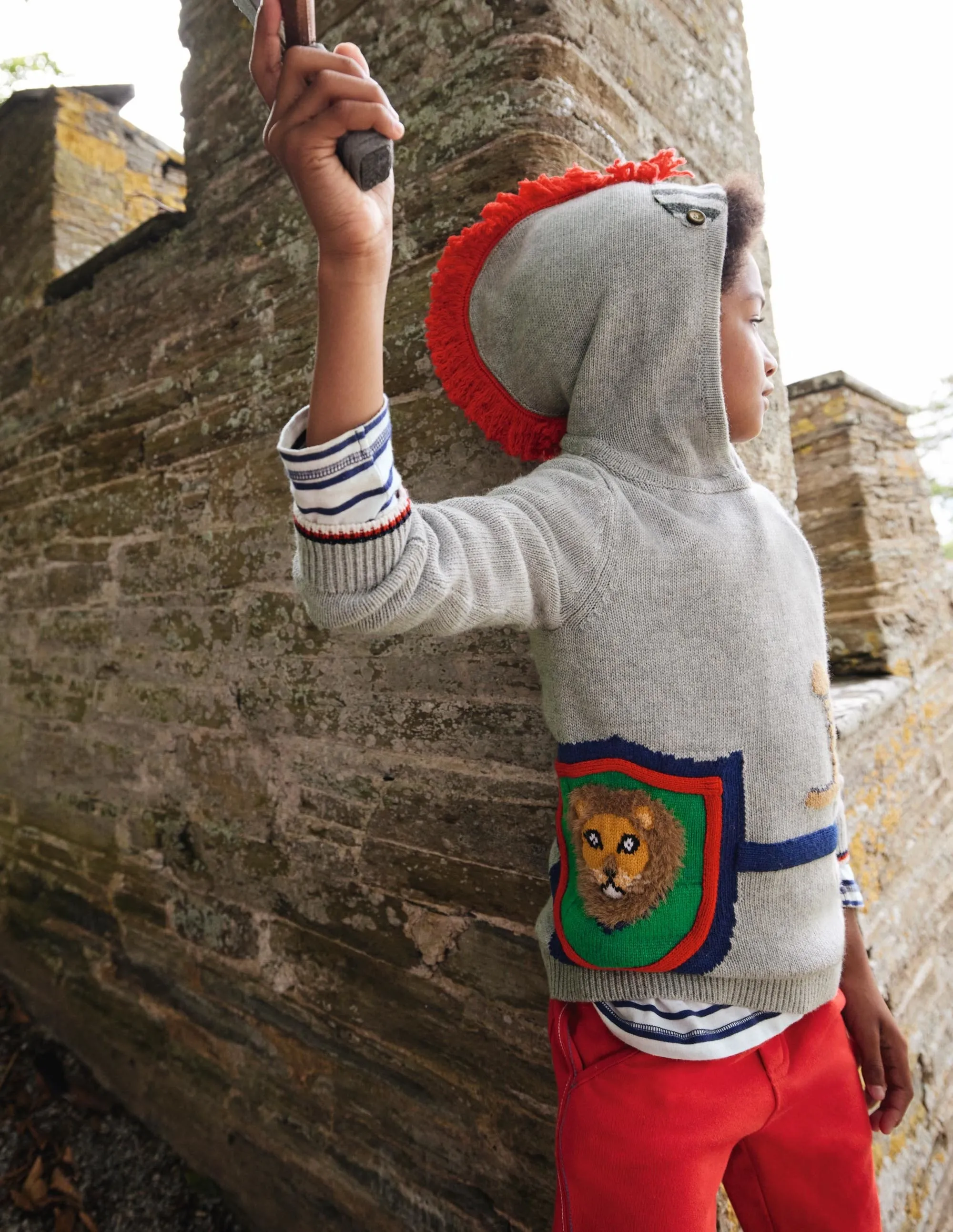 Knitted Knight Hoodie-Grey Marl Knight