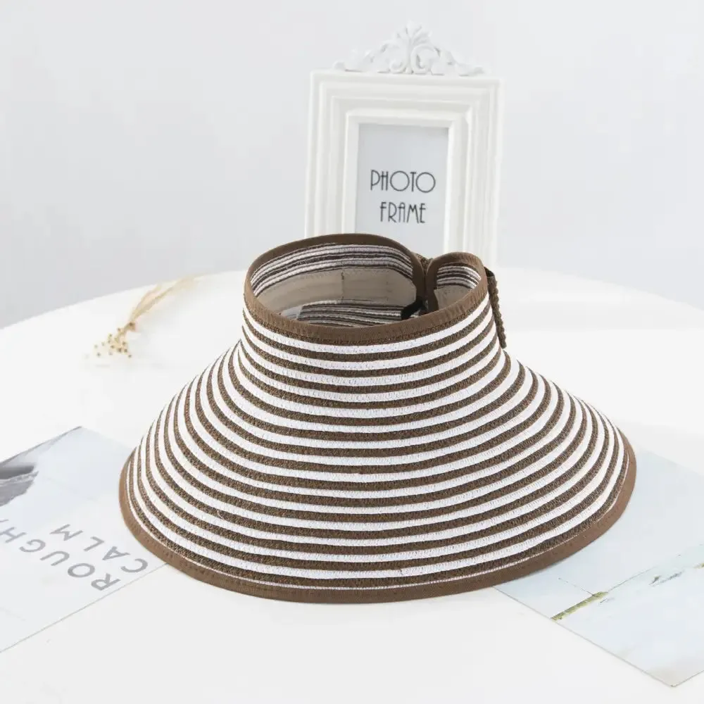 LAMAXPA New Women Summer Visor Hat  Foldable Wide Brim Beach Straw Hat