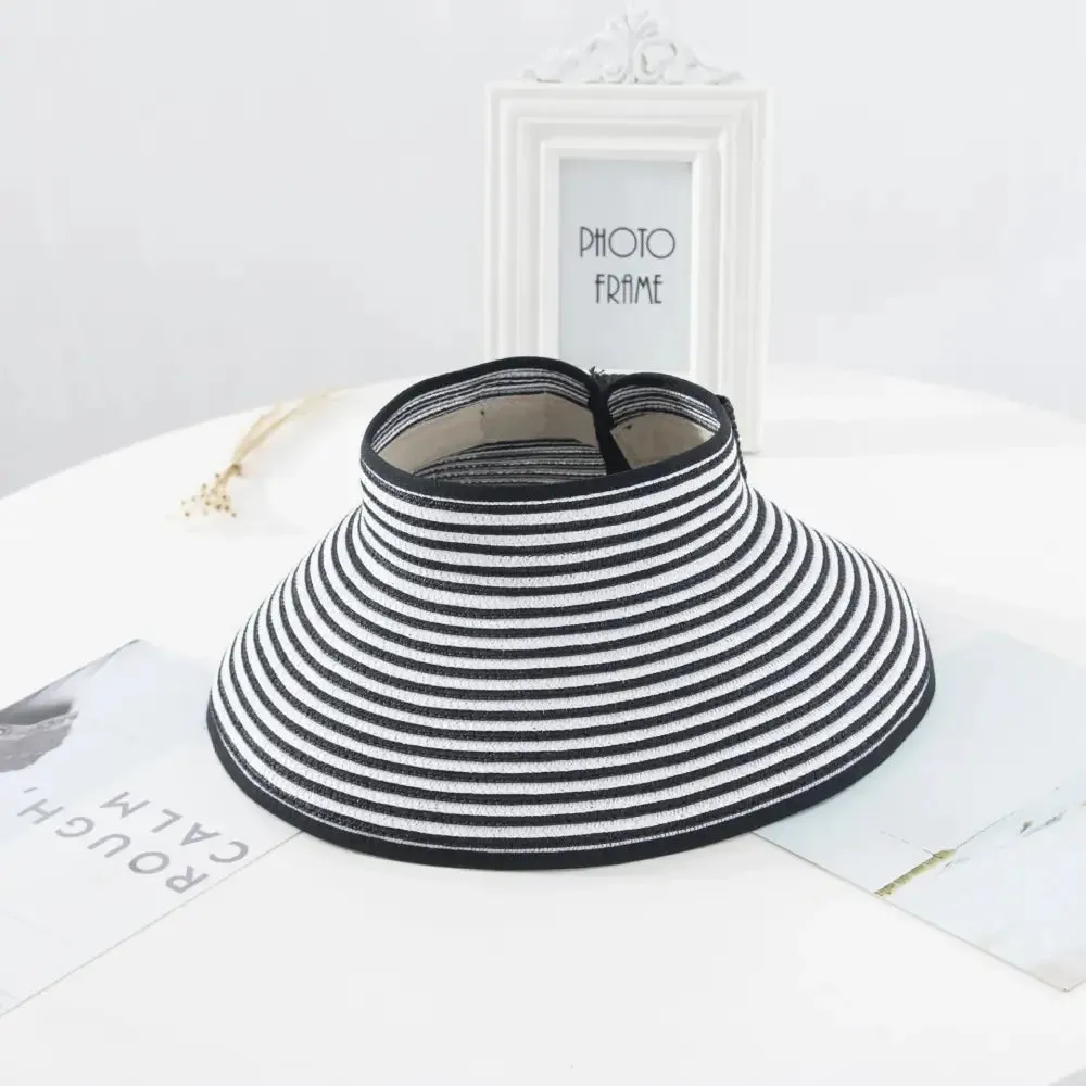 LAMAXPA New Women Summer Visor Hat  Foldable Wide Brim Beach Straw Hat