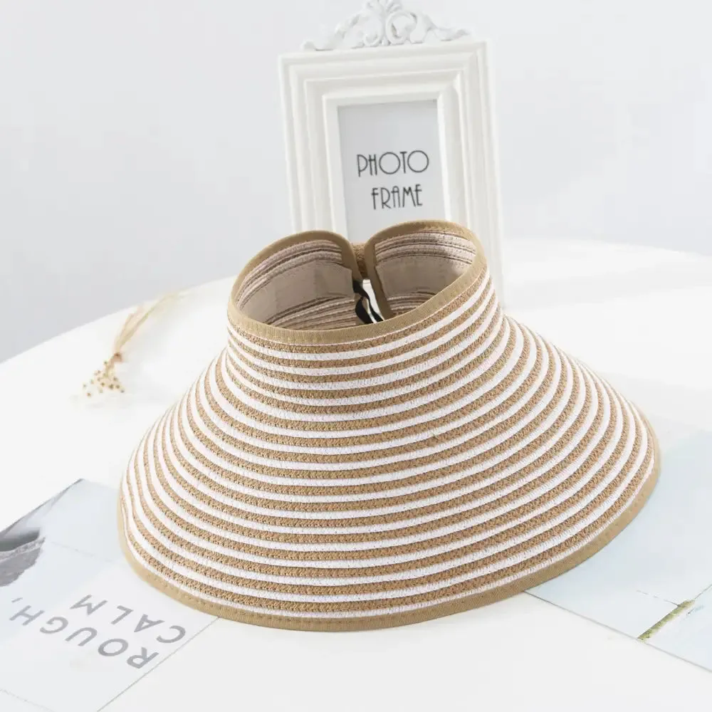 LAMAXPA New Women Summer Visor Hat  Foldable Wide Brim Beach Straw Hat