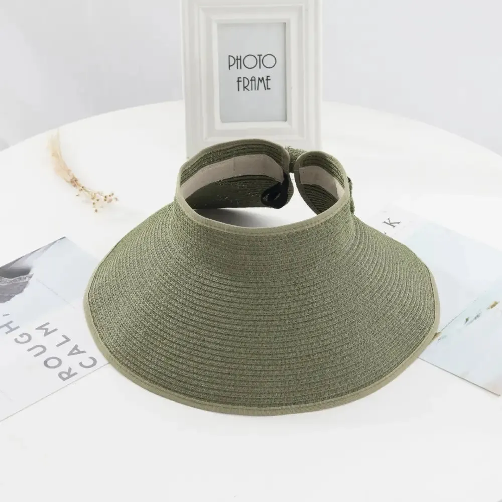 LAMAXPA New Women Summer Visor Hat  Foldable Wide Brim Beach Straw Hat