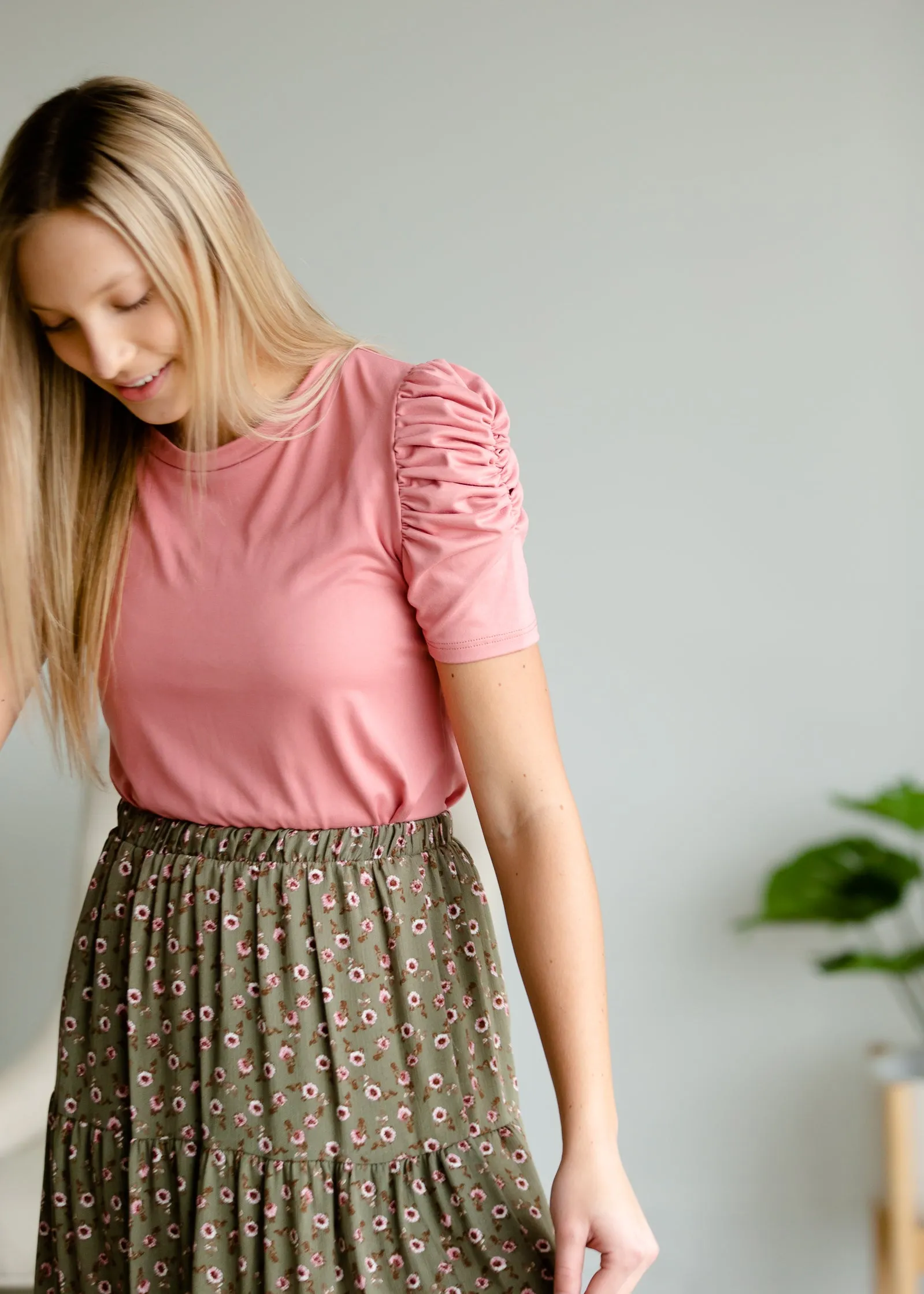 Mauve Puff Sleeve Top - FINAL SALE
