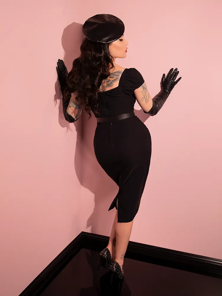 Peasant Wiggle Dress in Black - Vixen by Micheline Pitt