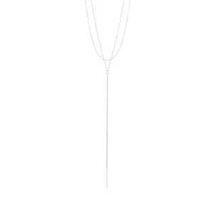 Rhodium Plated Layered Y-Necklace
