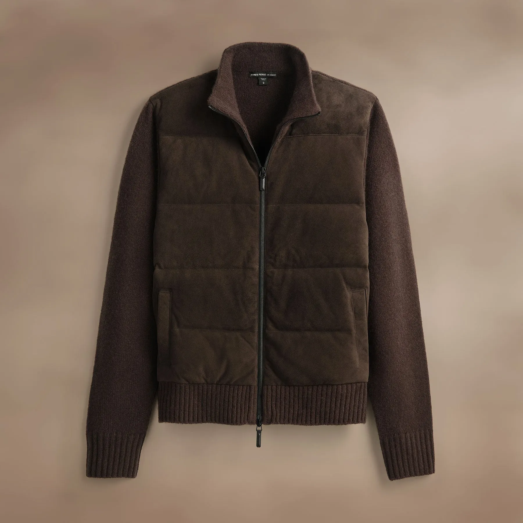 Suede Front Zip Up Sweater - Bronco