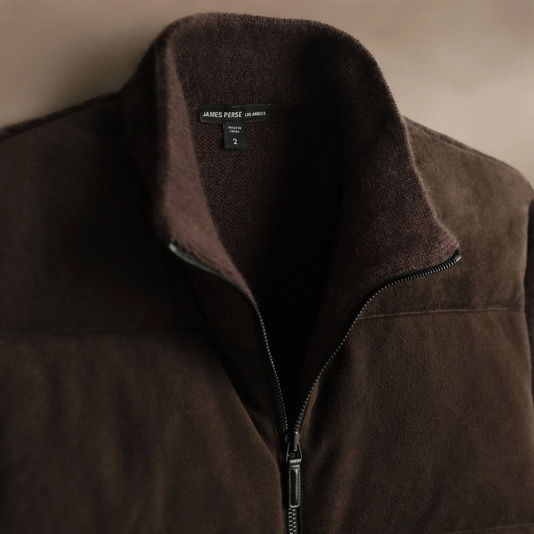 Suede Front Zip Up Sweater - Bronco