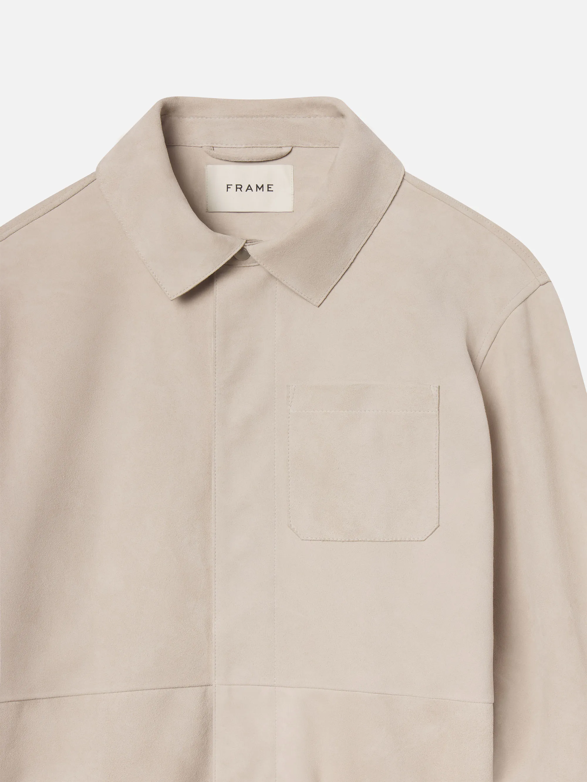 Suede Overshirt -- Stone Beige