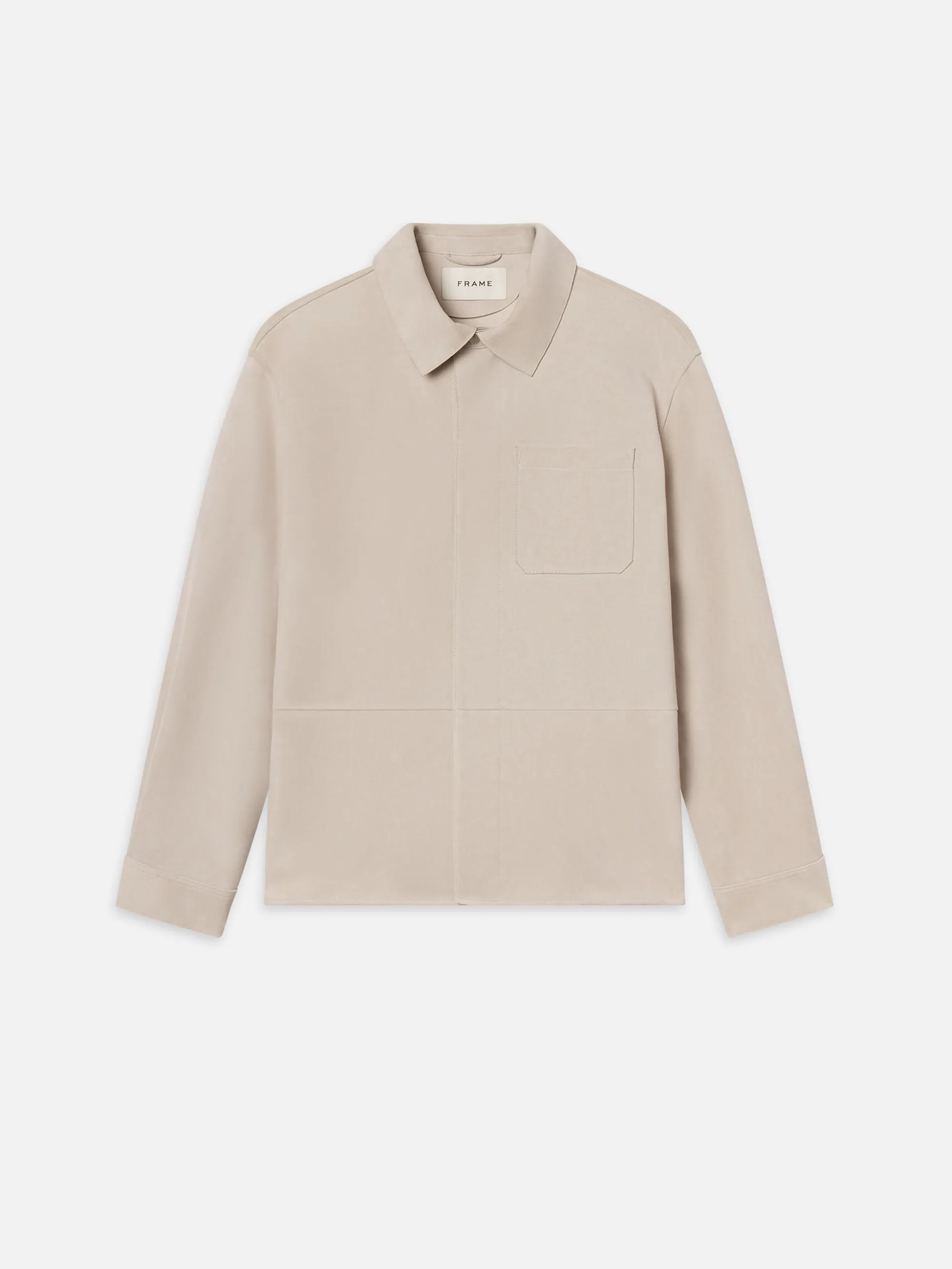 Suede Overshirt -- Stone Beige