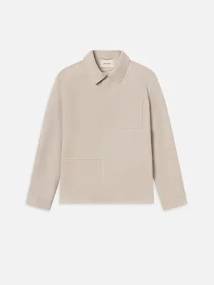 Suede Overshirt -- Stone Beige