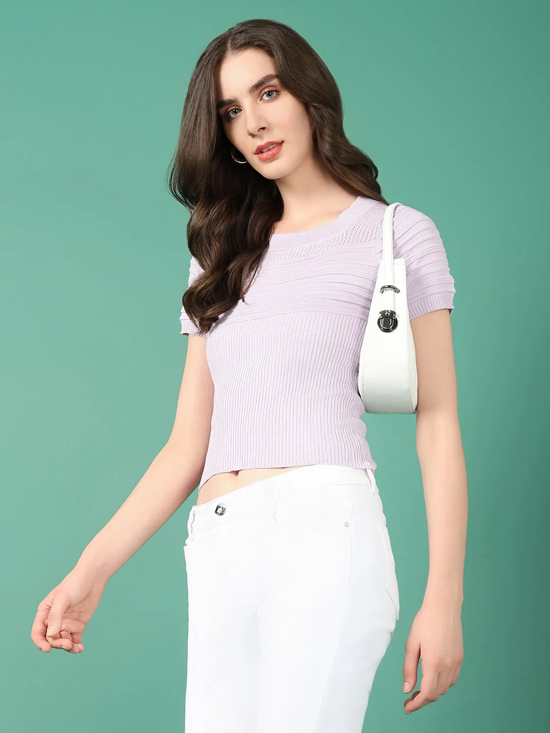 Women Lavender Crochet Top
