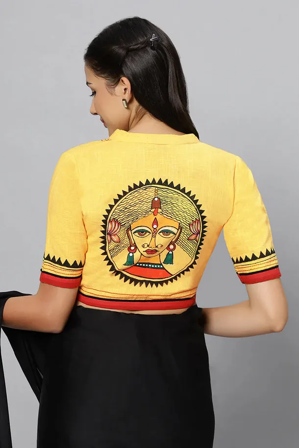 Yellow Hand Painted Cotton Blouse