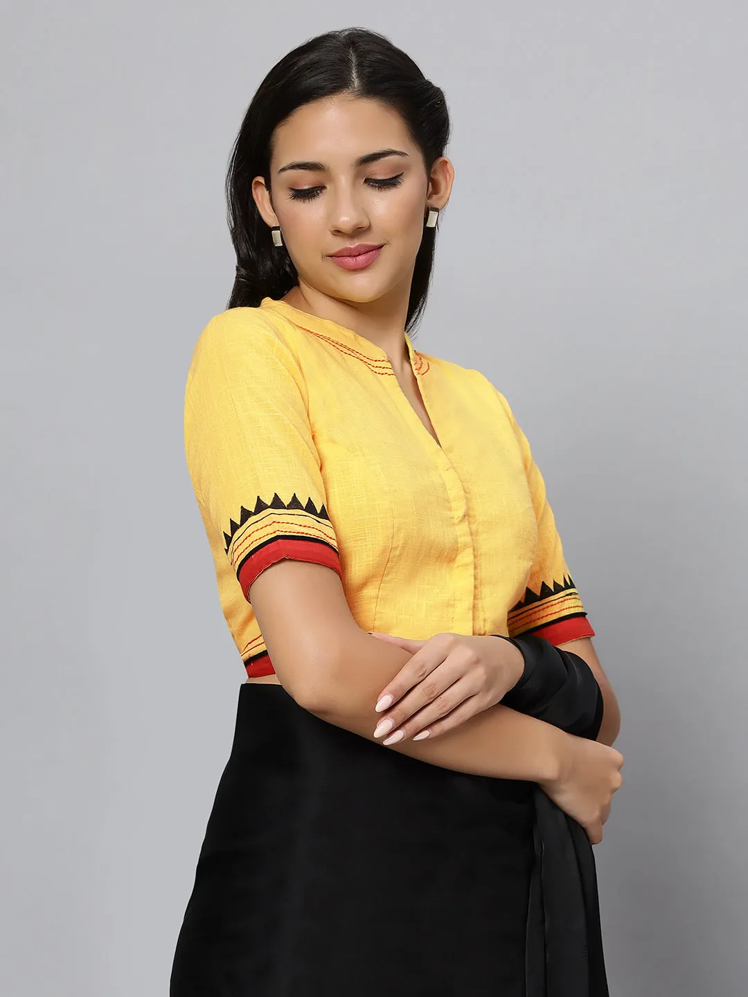 Yellow Hand Painted Cotton Blouse